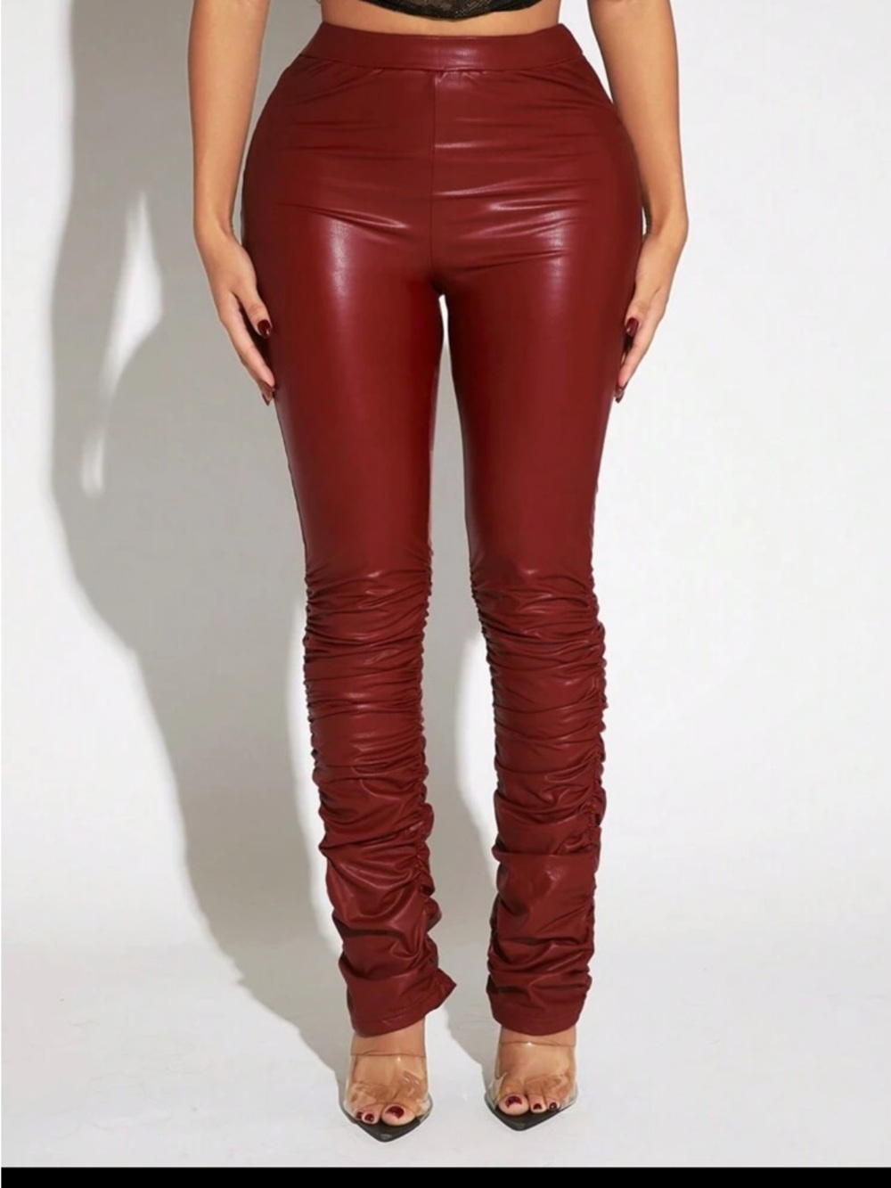 SHEIN Red Ruffled Pants